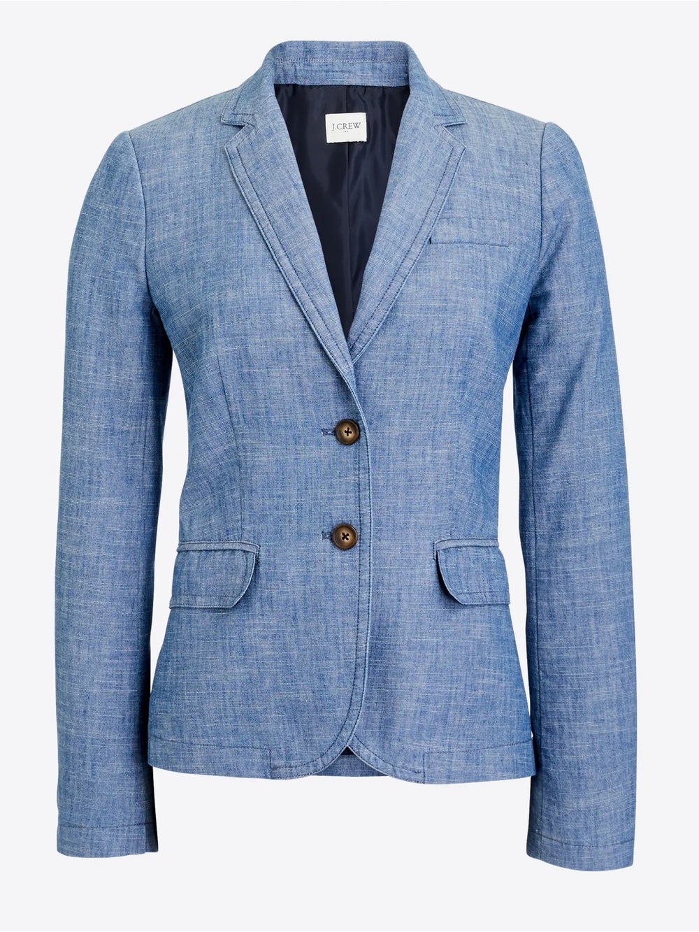 J. Crew Chambray Blazer Jacket Size 16 Cotton Classic Lightweight - Picture 9 of 10